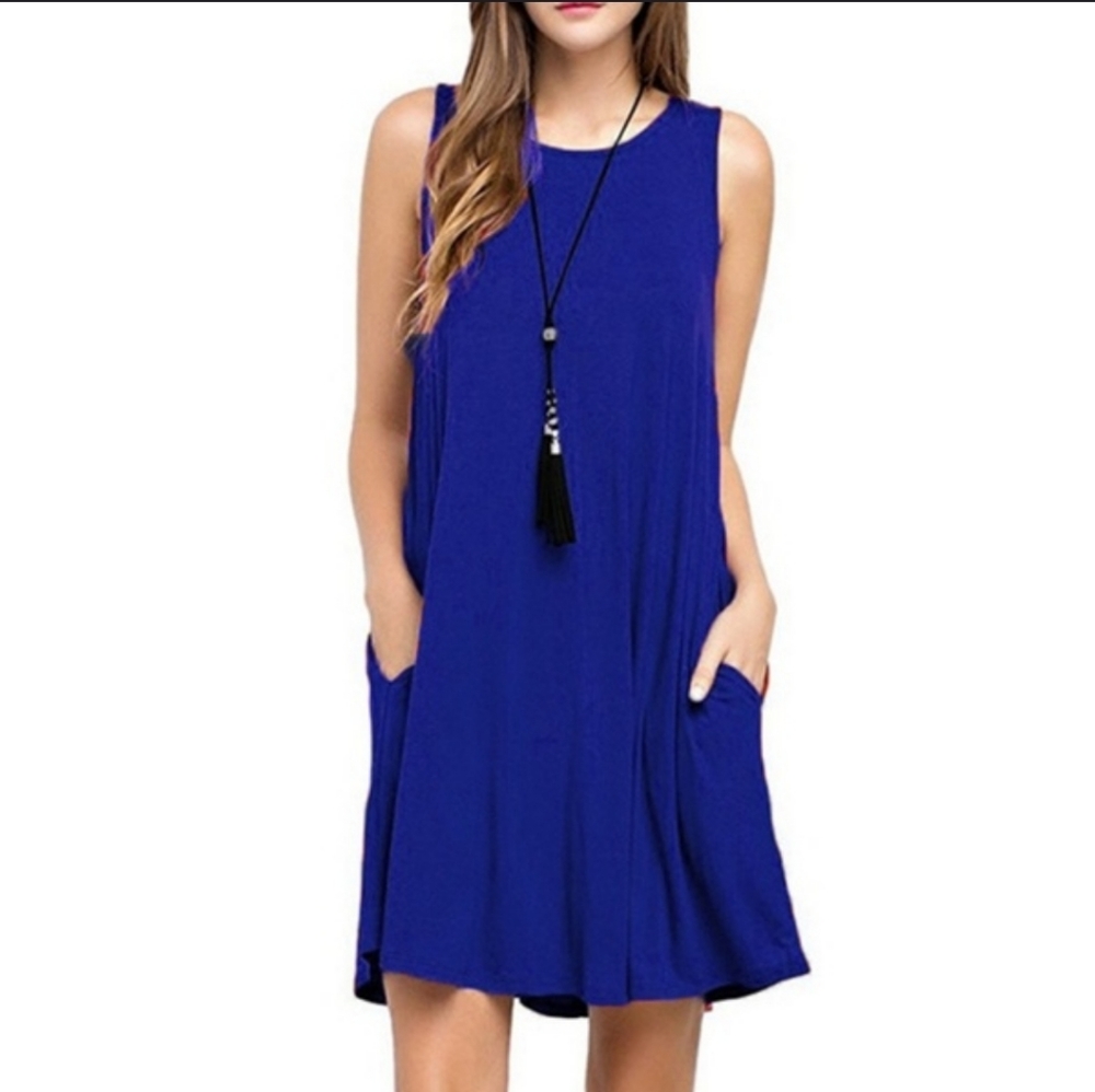 Solid color women's dress Buy 2 - 1 FREE Summer dress Women's beach dress pocket